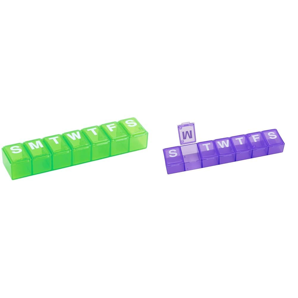 EZY DOSE 7-Day Pill Organizers (2-Pack) - Weekly Vitamin Cases and Medicine Boxes, Medium Compartments