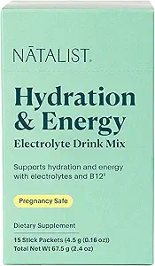 Natalist Hydration & Electrolyte Energy Drink Mix Powder Easy Prep Daily Essentials Mineral & Vitamin Replenishment for Women Cafeine Free Vegan Berry Flavor - 15 Packet Servings