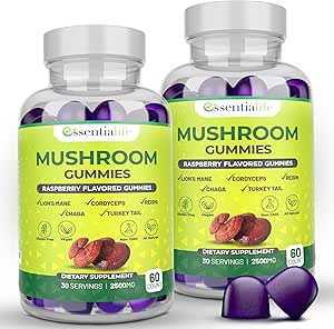 Paddestoel Gummies Leeuwen Mane supplement paddo supplement met Leeuwen Mane, Turkije staart, Cordyceps, Reishi, Chaga Extract 