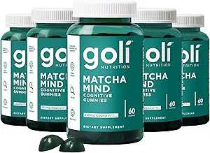 Goli Matcha Mind Gummies - 300 Tellen - Groene Thee Bladeren Poeder met Cognizin voor Focus, Aandacht en Hersen Gezondheid, Veganistisch, Niet-GMO, Glutenvrije & Gelatine Vrij.