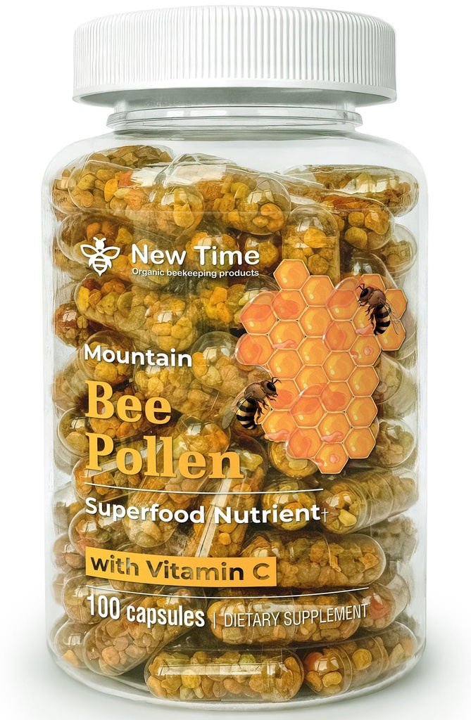 Bee Pollen Capsules – Organic Supplement for Energy, Vitality, Wellness, Rich in Vitamins, Immune Support & Nutrient Boost, Premium for Men & Women, 100% Pure & Natural for Breast Growth