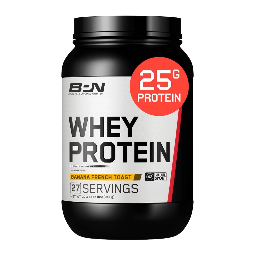 BARE PERFORMANCE NUTRITION, BPN Wei Proteïne Poeder, Wei Proteïne Concentraat, Native Micellar Caseïne, Verbazingwekkende Mixability, Banana French Toast