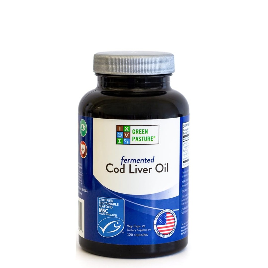 Groene pastuur Gefermenteerde kabeljauw Leverolie -Niet-Gelatin 120 Capsules