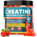 99.99% Creatine Monohydrate Gummies for Men Women 5g, 7-in-1 Pre-Workout Complex with BCAA, Taurine, B12/6 & Electrolytes, 6X Boost Energy, Muscle Strength & Recovery, Brain Focus, Vegan, Sugar Free