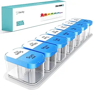 Daviky Pill Organizer, Large Daily Pill Organizer, XL Pill Box 2 Times a Day, Extra Large Weekly Pill Organizer Twice a Day, Pill Cases Organizers 7 Day AM PM, Large Pill Box Pill Holder