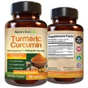 Kurkuma Curcumine met Black Pepper Extract (Bioperine) & Organic Turmeric Vegan Joint Support Supplement. Extract 95% Curcuminoïden 1965mg Supplement voor gezonde gewrichten en immuunondersteuning. 180 capsules