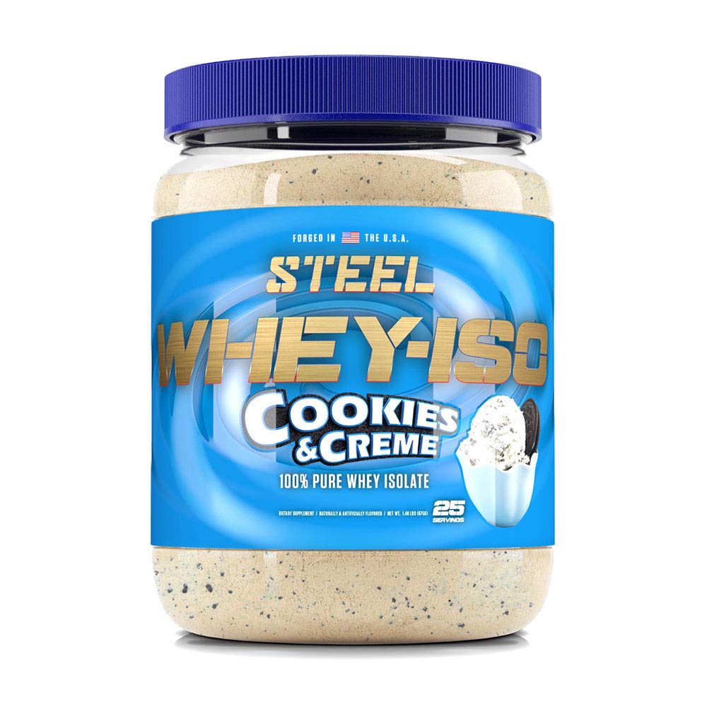 Steel Supplements Whey-Iso | Whey Isolate Protein Powder | Fast Absorbing | Lean Muscle Growth | Easy Digestion | Low Carb | 25 Serving (Cookies & Creme)