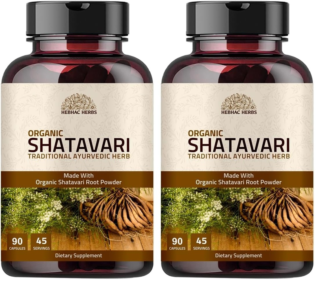 Shatavari Capsules 1000mg | Made with Organic Shatavari 45 Day Supply | an ayurvedic Herb for Vata & Pitta, (90 Capsules) (Pack of 2)