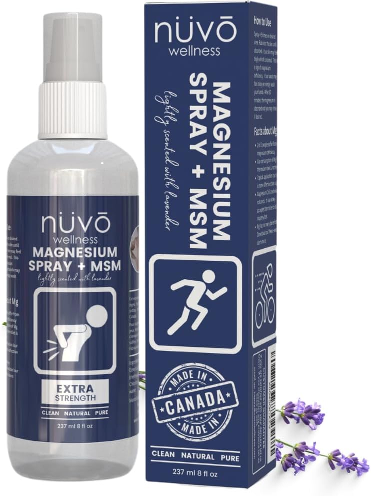 Nuvo Wellness Magnesium Spray met MSM Extra sterkte Lichte Lavendel Geur 12oz