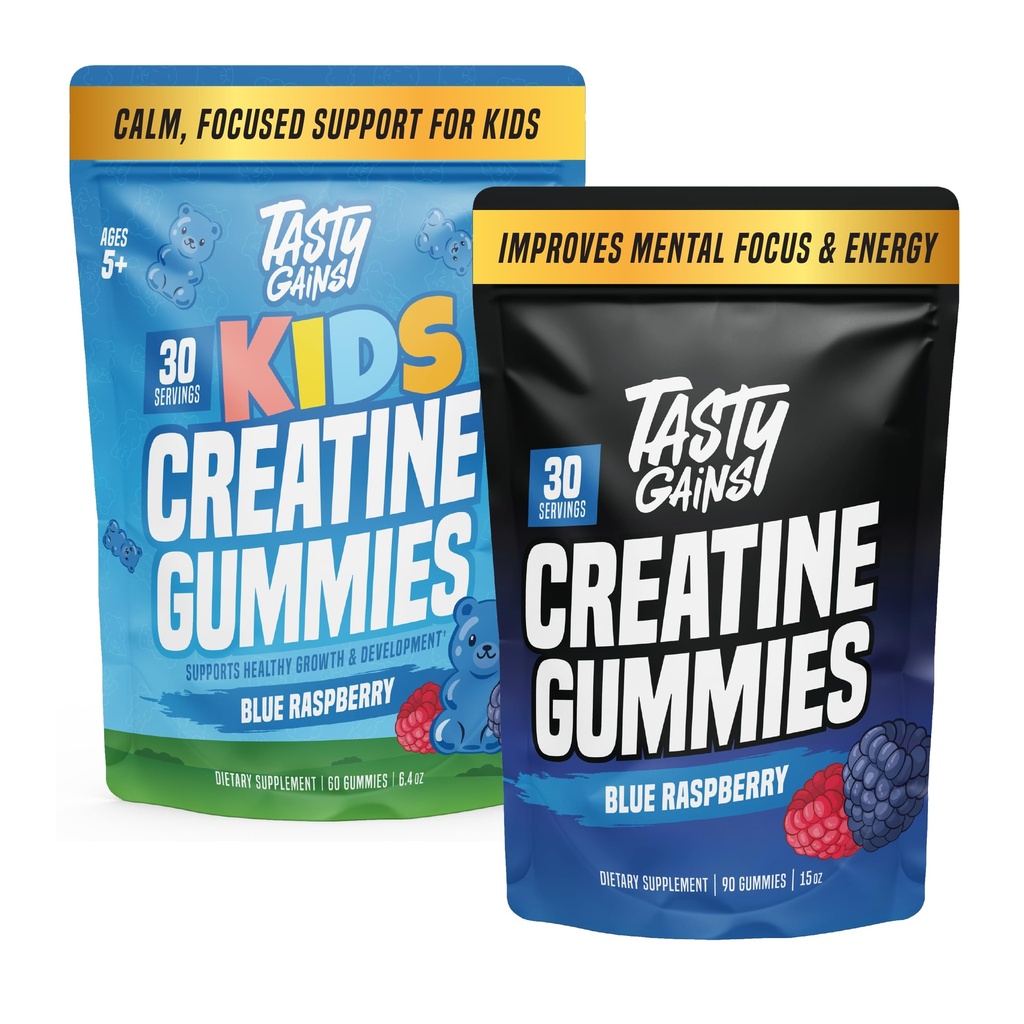 Complete Creatine Bundle – Kids & Teen Creatine Gummies with Vitamin B12 + Adult Creatine Monohydrate Gummies for Workout, Energy & Daily Active Lifestyle Support
