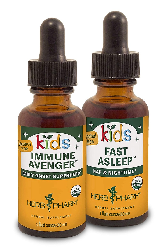 Herb Pharm Kids Alcohol-Free Immune Fortifier, 1 Oz and Kids Alcohol-Free Fast Asleep, 1 Oz Herbal Gift Set