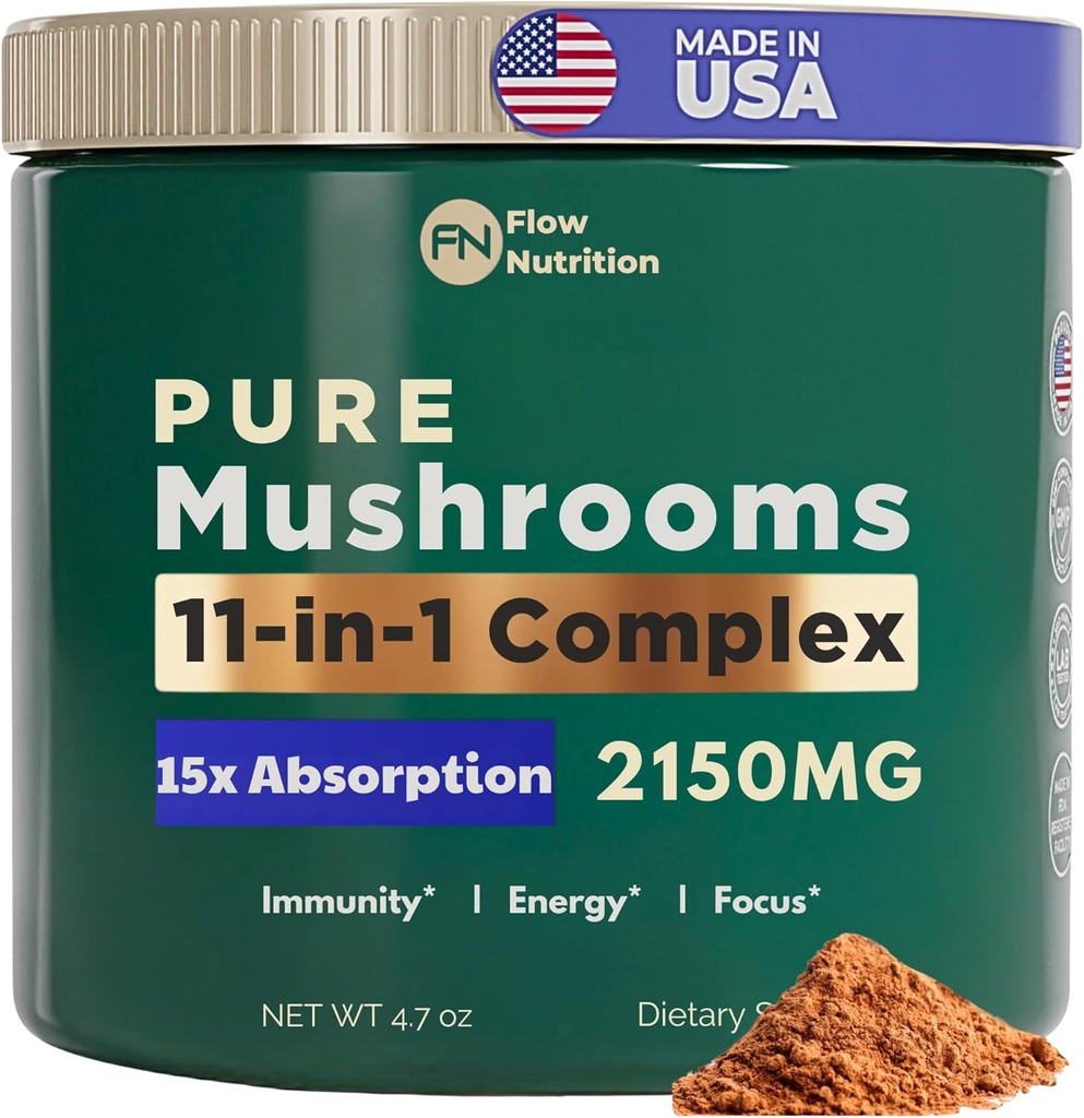 Paddestoelenpoeder, Paddestoelenmix - Biologische Paddestoelenpoeder voor Koffie - Smoothies, Drinkmix, Adaptogene Paddenstoelen, Supplement Powder Extract, Functionele Paddenstoelen, Complex Powder for Focus & Energy
