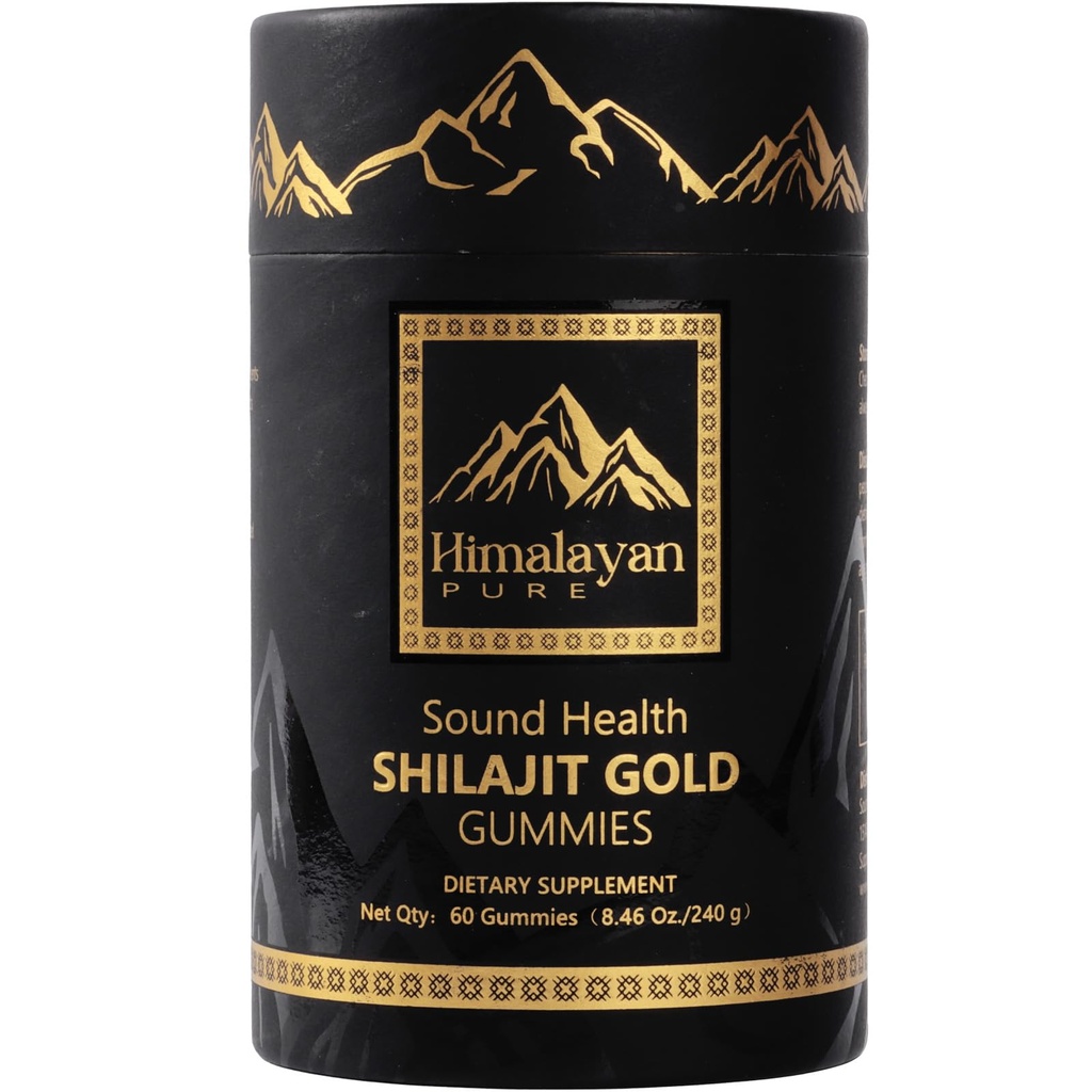 SoundHealth Shilajit for Men & Women Gummies with Shilajit Fulvic Acid, Complex with Ashwagandha, Ginger, Black Musli, Gokshura, Kaunch, Ginseng & Akarkara, Non- GMO & Third-Party Tested, Vegan Gummy