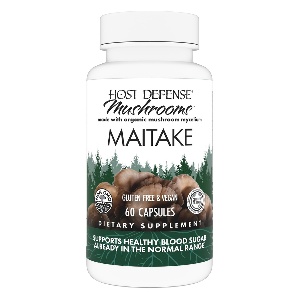 Host Defense Maitake Capsules - Immune & Cellular Health Support Supplement - Dietary Herbal Supplement with Maitake Mushroom & Mushroom Mycelium - 60 Capsules (30 Servings)*