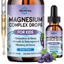 Magnesium Glycinate Liquid for Kids, Kids Magnesium Liquid Drops Supplement with L-Theanine, Calcium, Zinc, Vitamin D3 K2 for Sleep Calm Relaxation Brain Bones Focus, Grape Flavor 2 Fl Oz