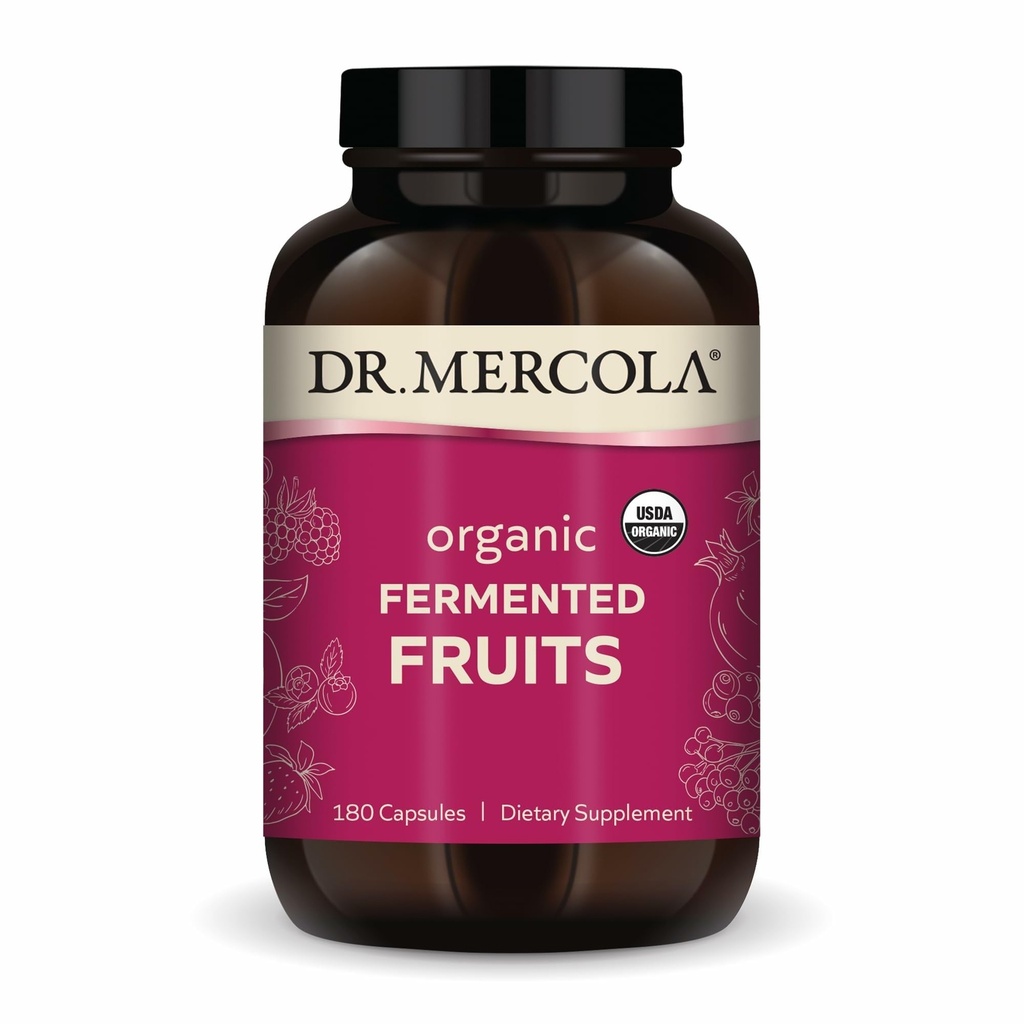 Dr. Mercola Biologische Gefermenteerde Fruit, 30 porties (180 Capsules), Dieetsupplement, Ondersteunt Immune Health, Niet-GMO, Gecertificeerd USDA Biologisch