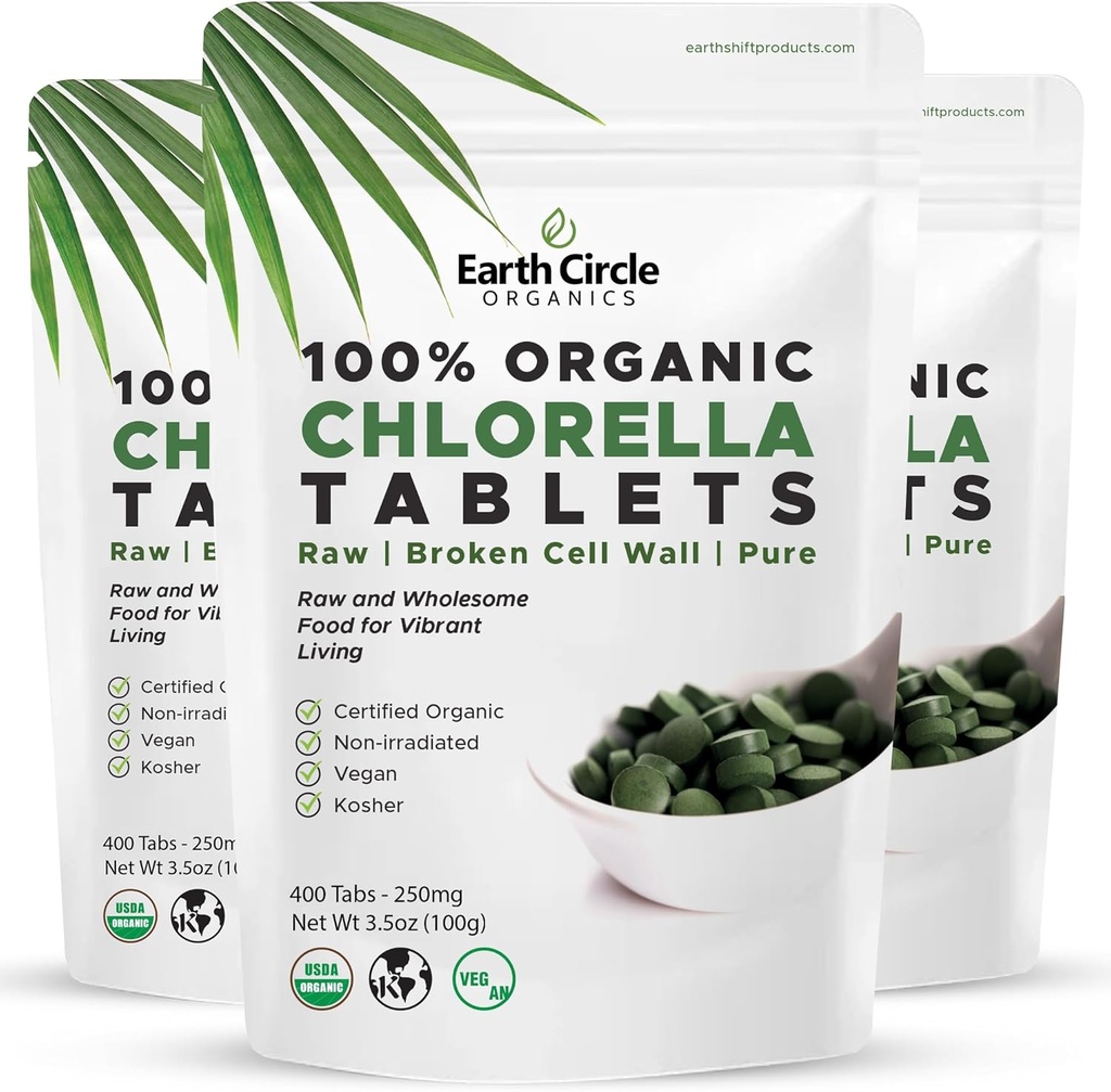 Organische Chlorella Tabletten 400 Tellen Hoge Potentie Superfood 