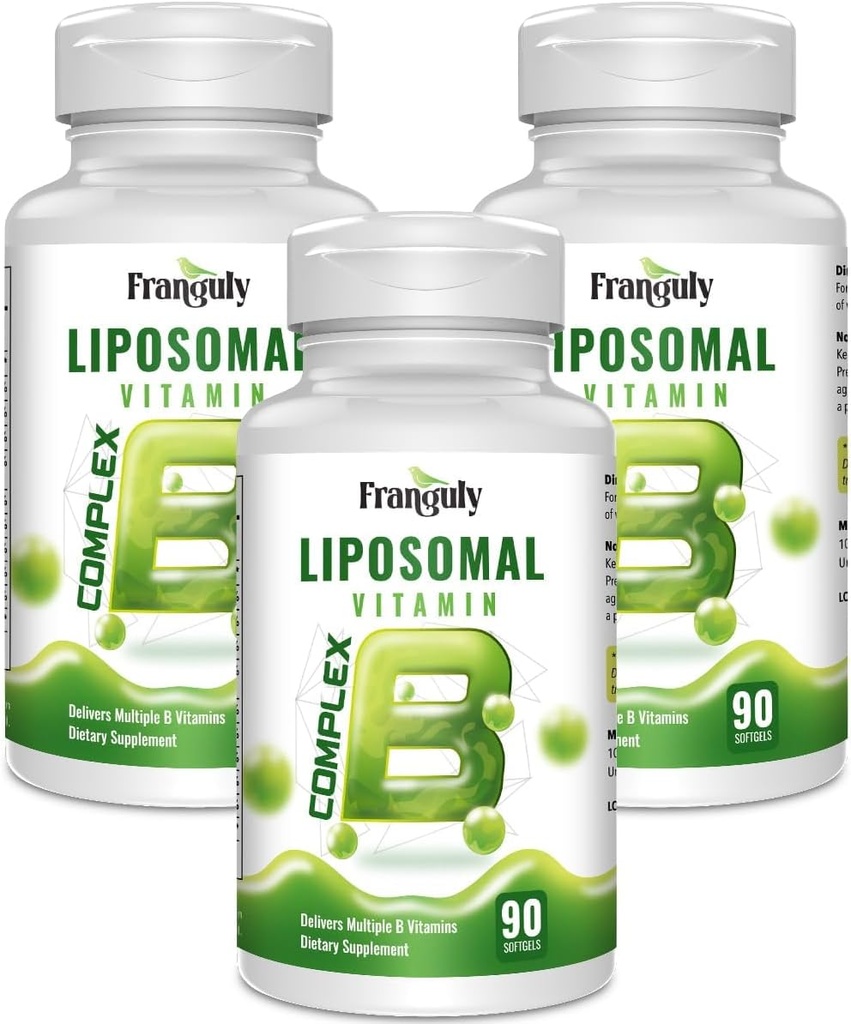 Actieve B Complex Liposomale B Vitaminen met Plus Choline Inositol Hoge Potentie B Complex B1, B2, B3, B5, B6, Biotine, Folaat, B12 Methylcobalamine- Ondersteunt Energie en Hersengezondheid - 270 Softgels