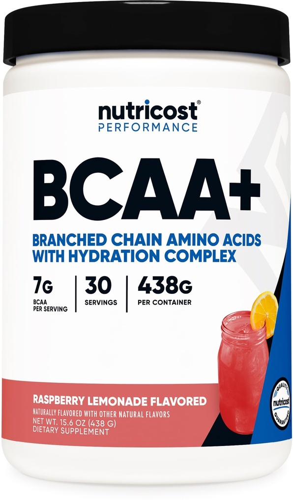 Nutricost BCAA + Hydration Powder (Raspberry Lemonade) 30 Serves - Branched Chain Amino Acids with Hydration Complex - Glutenvrije, Non-GMO