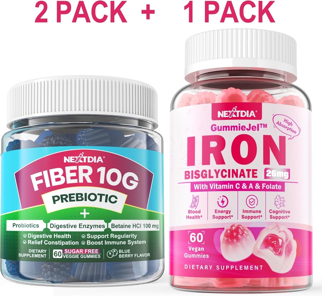 Fiber Gummies voor volwassenen + Iron Filled Gummies