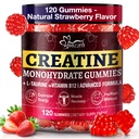 Creatine Gummies for Men & Women, Creatine Monohydrate Gummies, 5g Creatine per Serving, Gluten Free, Vegan Friendly, Strawberry Flavor, 120 Count