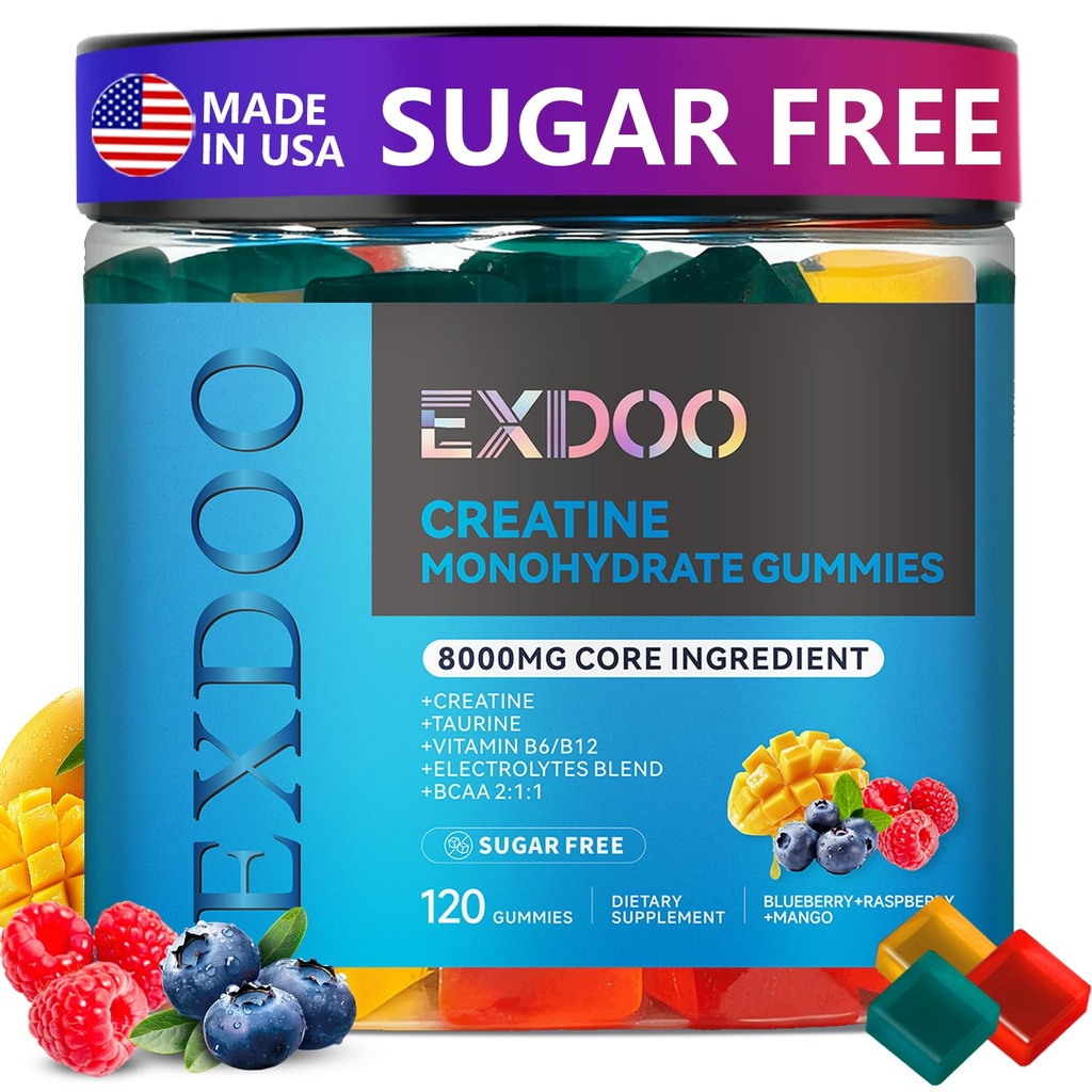 Creatine Monohydrate Gummies Complex 8000mg for Men and Women Creatine with Taurine BCAA Electrolyte for Strength Energy&Muscle Support Pre-Workout Gummies Sugar Free 120pcs