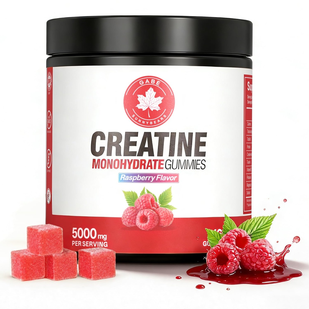 99.9% Creatine Monohydrate Gummies 5000mg for Men & Women,with Taurine & B12, Muscle Growth & Energy Support, Raspberry