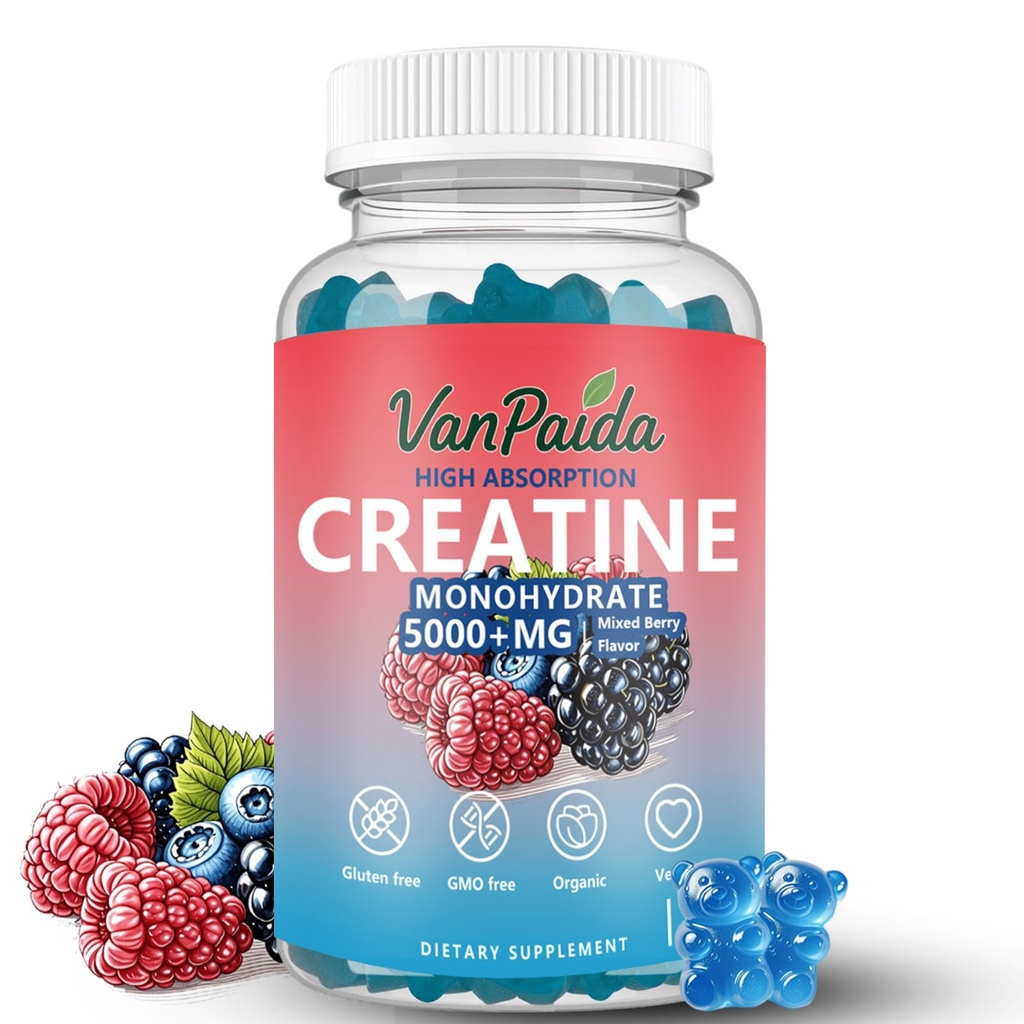 Creatine Gummies Monohydrate, Chewable Creatine Monohydrate, Muscle Boost, Energy Boost, Pre-Workout Supplement, Enhanced Bursts, Vegan, Muscle Growth Support, Recovery & Performance, Gluten Free
