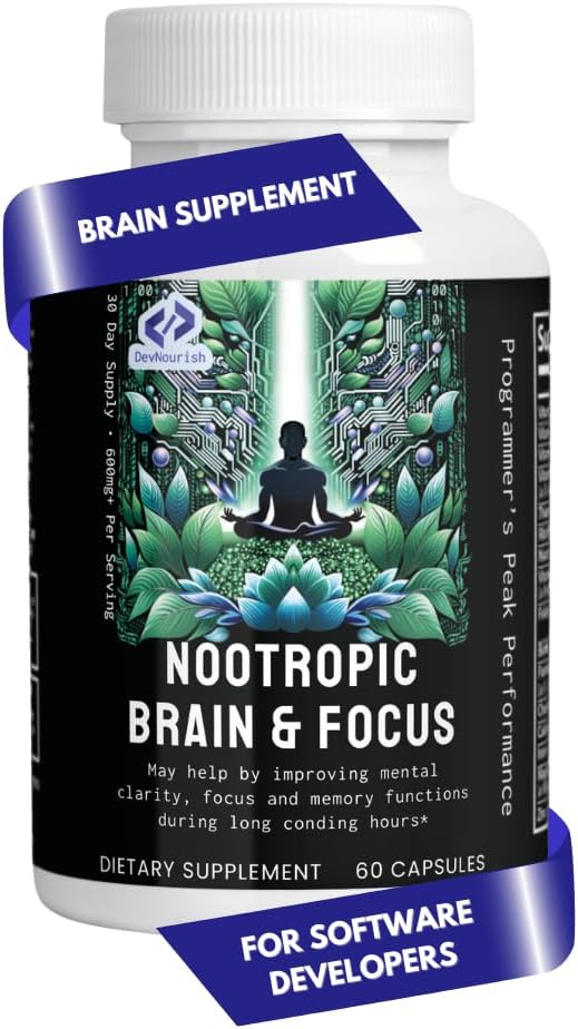 Nootrope hersensupplementen voor geheugen & focus met GABA, Green Tea Extract, Bacopa monnieri, DMAE, Fosfatidylserine 