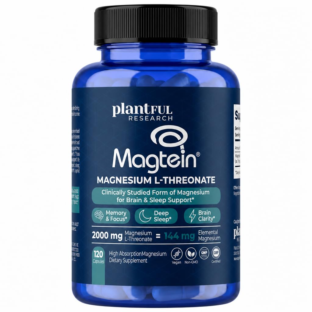 Magnesium L-Threonate Supplement 2000mg Per Serving – Clinically Studied Brain Magnesium for Memory, Focus & Sleep Support – 144mg Elemental Magnesium – Vegan Capsules – 120 Capsules