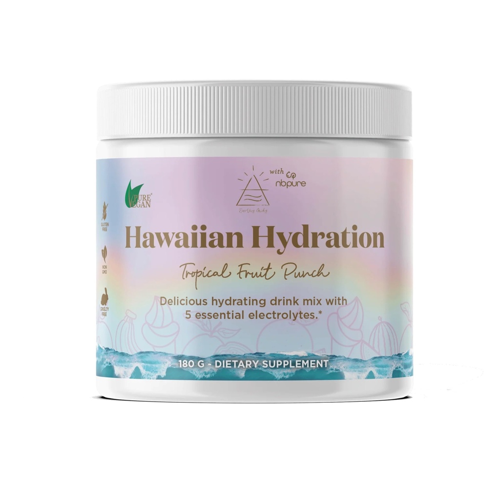 nbpure Earthy Andy Hawaiian Hydration – Natural Electrolyte Drink Mix For Active Families - 5 Balanced Electrolytes, Digestion-Friendly, Natural Delicious Flavor, Vegan - No Sugar & Nothing Artificial