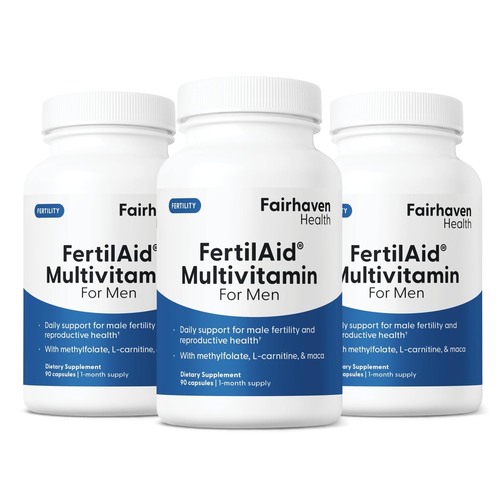 Fairhaven Health 3 Month Supply FertilAid for Men Prenatal Male Fertility Supplement | Count and Motility Support Pre Conception for Him | Fertility Support Includes, Zinc, and Folate | 90 Capsules