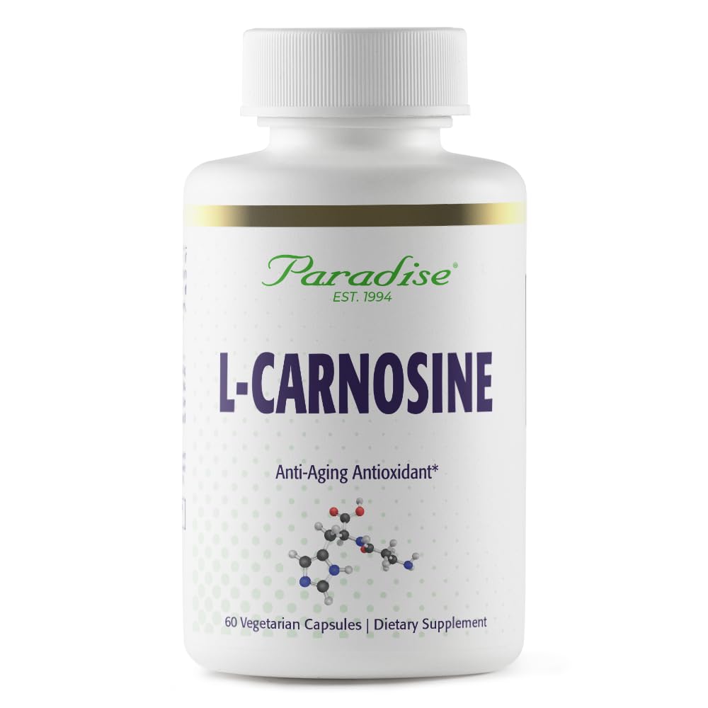 Paradijs Kruiden L-Carnosine, Super Potent, Ultra Pure, Antioxidant, Veganistisch, Niet GGO, Glutenvrij, 60 Vegetarische Capsules