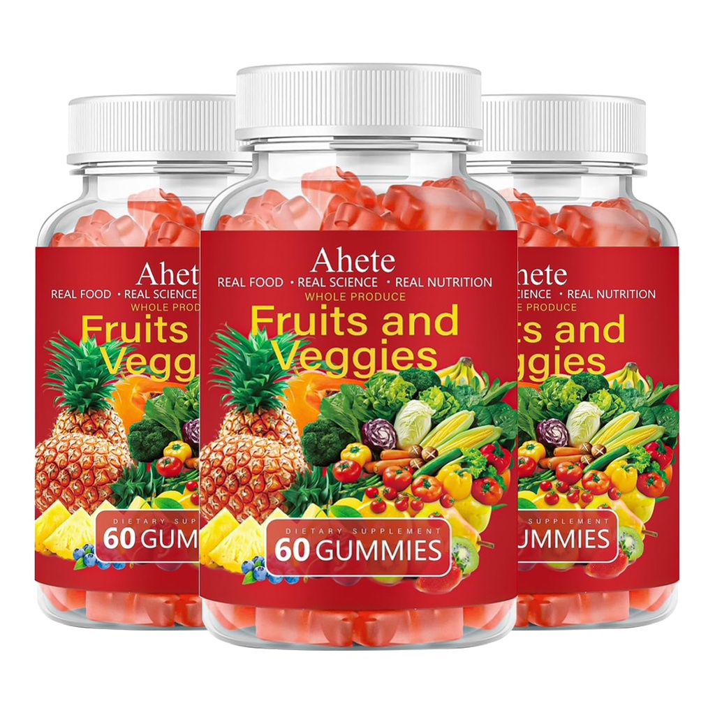 Fruit and Veggies Supplement, Vitamin A C E with 30+ Super Green Supplement for Women, Men and Kids, 60 Gummies, 30 Day Supply