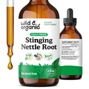 Wild & Organic Stingle Nettle Tinctuur - Stinging Nettle Root Extract Drops for Men & Women - Liquid Urtica Dioica Supplement - Vegan, Sugar & Alcohol-Free - 4 floz