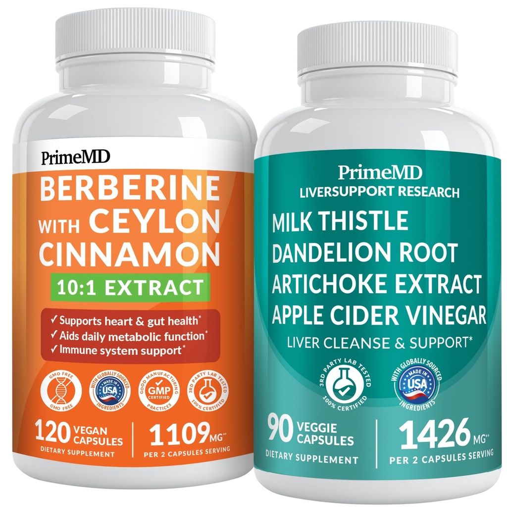 PrimeMD 21-in-1 Berberinesupplement met Ceylon Cinnamon, Chroom, Bitter Melon en Green Tea Extract (120 ct)