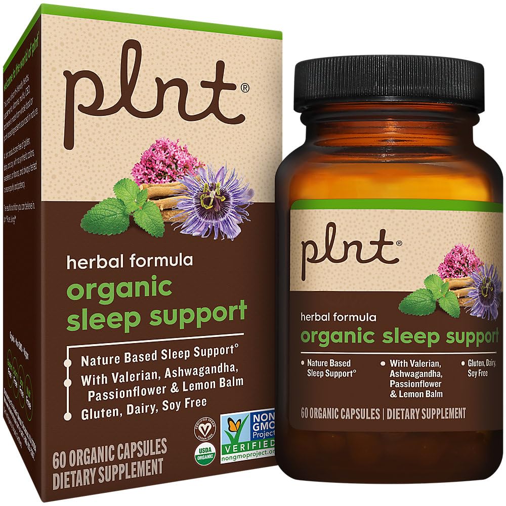 Organic Sleep Support with Ashwagandha, Passionflower, and Lemon Balm (60 Organic Capsules)
