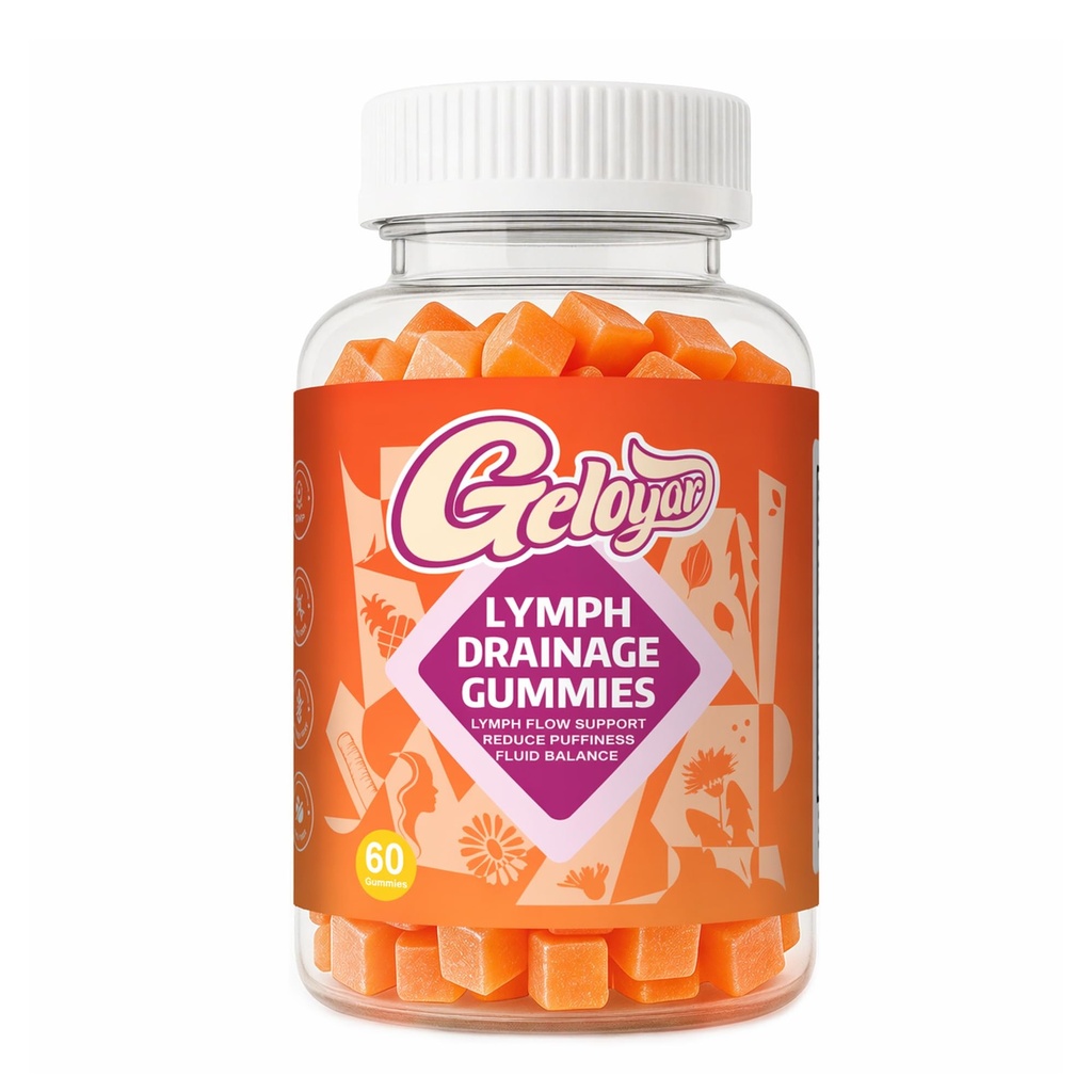 Lymphatic Drainage Gummies for Women – Lymph Flow Support, Reduce Puffiness & Water Retention, Dandelion Root, Cleavers, Bromelain & Echinacea, Pineapple, 60 Gummies