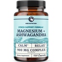 Magnesium Ashwagandha, Relaxation & Calming Magnesium Supplement for Adults