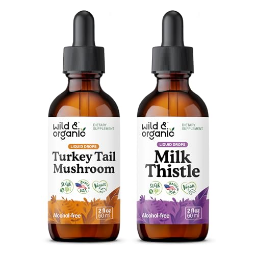 Wild & Organic Turkey Tail Mushroom Tincture 2 fl oz & Milk Thistle Tincture 2 fl oz
