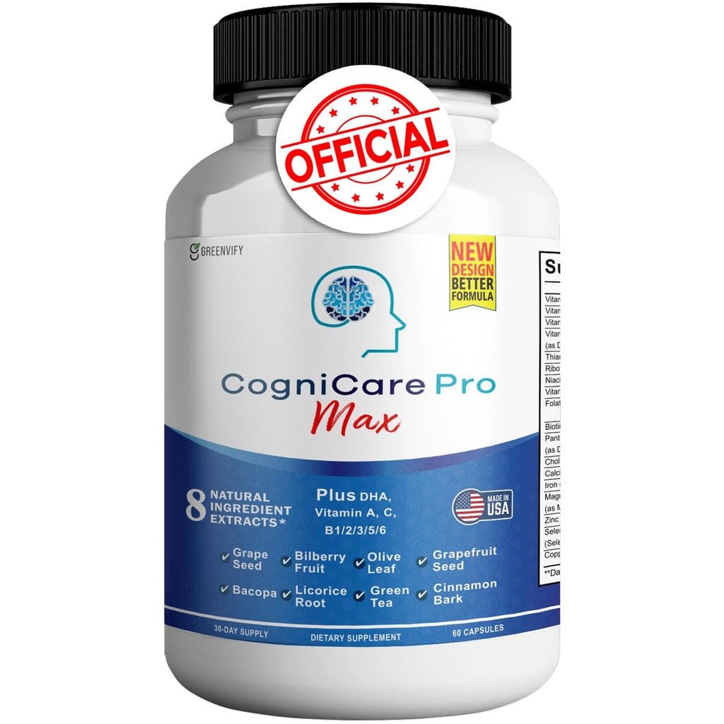 Cognicare Pro Max Brain Support Supplement Improve Memory & Focus Healthy Clear Brain Fog & Boost Cognitive Function - 60 Natural Capsules