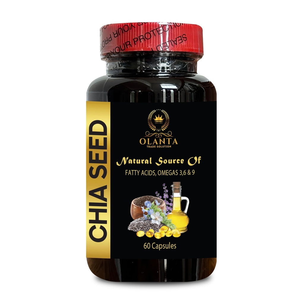 Chia Seed Extract Vegan Capsules – Non-GMO Superfood Supplement for Daily Wellness – Omega-3 and Fiber Rich for Natural Energy and Digestive Support - 1 Bottle 60 Capsules