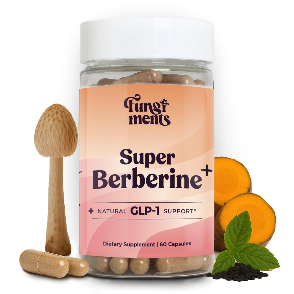 Fungiments Super Berberine – Natural Herbal Weight Loss & Metabolic Health Supplement – Supports Blood Sugar Glucose & Metabolism Aid – Vegan Gut Friendly with Mushroom – Men & Women – 60 Capsules
