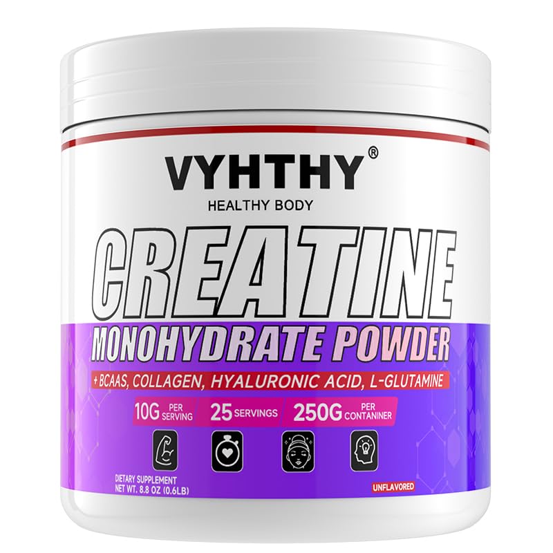 -Micronized Creatine Monohydrate, Amino Acid Powder - Support Muscles, Cellular Energy and Cognitive Function* - Gluten-Free, Unflavored-25 Servings-250 Grams