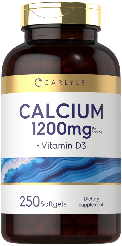 Carlyle Calcium 1200 mg with Vitamin D3 | 250 Softgels | Vitamin D3 1000 IU | Supplement for Women and Men | Non-GMO, Gluten Free