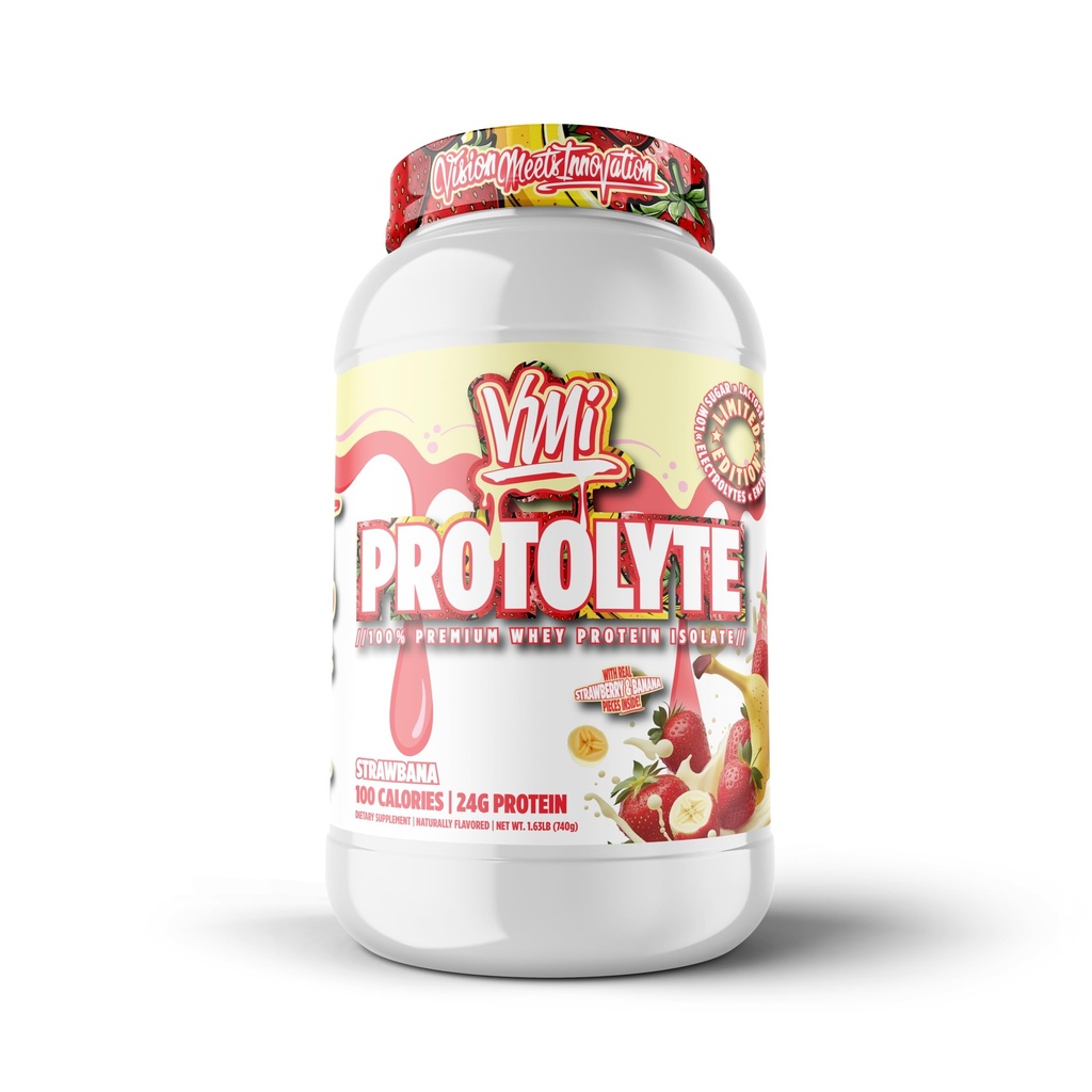 VMI Sports | ProtoLyte Whey Isolate Protein Powder | Low Calorie Whey for Weight Loss and Muscle Gain | Digestive Enzymes | Non-GMO (1.6 Lbs, Strawbana)