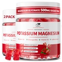 2 Pack Potassium Magnesium Gummies, Sugar Free Potassium Supplement Magnesium Glycinate 500mg, Ashwagandha, Vitamins D3, C, B6, Calcium & Zinc for Sleep, Leg Cramps & Muscle Relaxation-120 Count