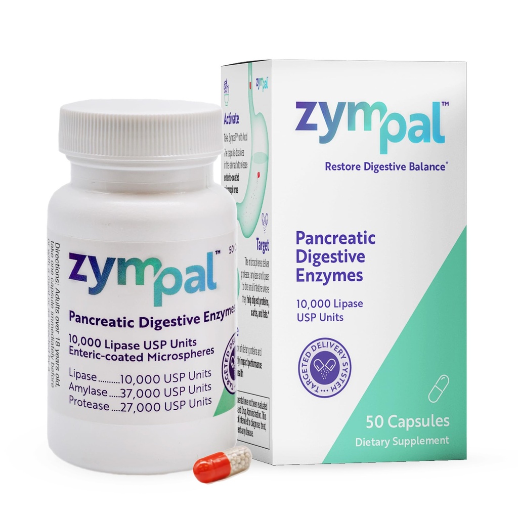 Pancreatic Digestive Enzymes 10,000 Lipase USP Units – High-Potency Pancreatic Digestive Enzyme Supplement for Gas, Bloating & Indigestion Relief– Gut Health & Nutrient Absorption– 50 Capsules