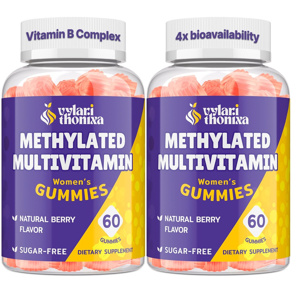 Methylated Multivitamin for Women Gummies, Methylfolate & B12, TMG, Calcium, Probiotic, Daily Vitamin A, C, E, B Complex - Energy, Immune, Bone, Skin, Hair - Vegan, Sugar Free, 120 Count
