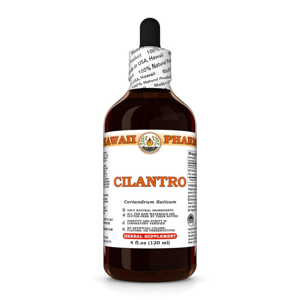 Hawaii Pharm Cilantro Extract, Tincture for Heart and Brain Support, Promotes Digestion, Supports Skin Vitality, Encourages Balanced Blood Pressure, Aids Cognitive Function - 4 fl.oz
